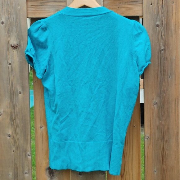 PRETTY Ricki's Short Sleeve Cardigan Women's Medium Deep V - Picture 4 of 4